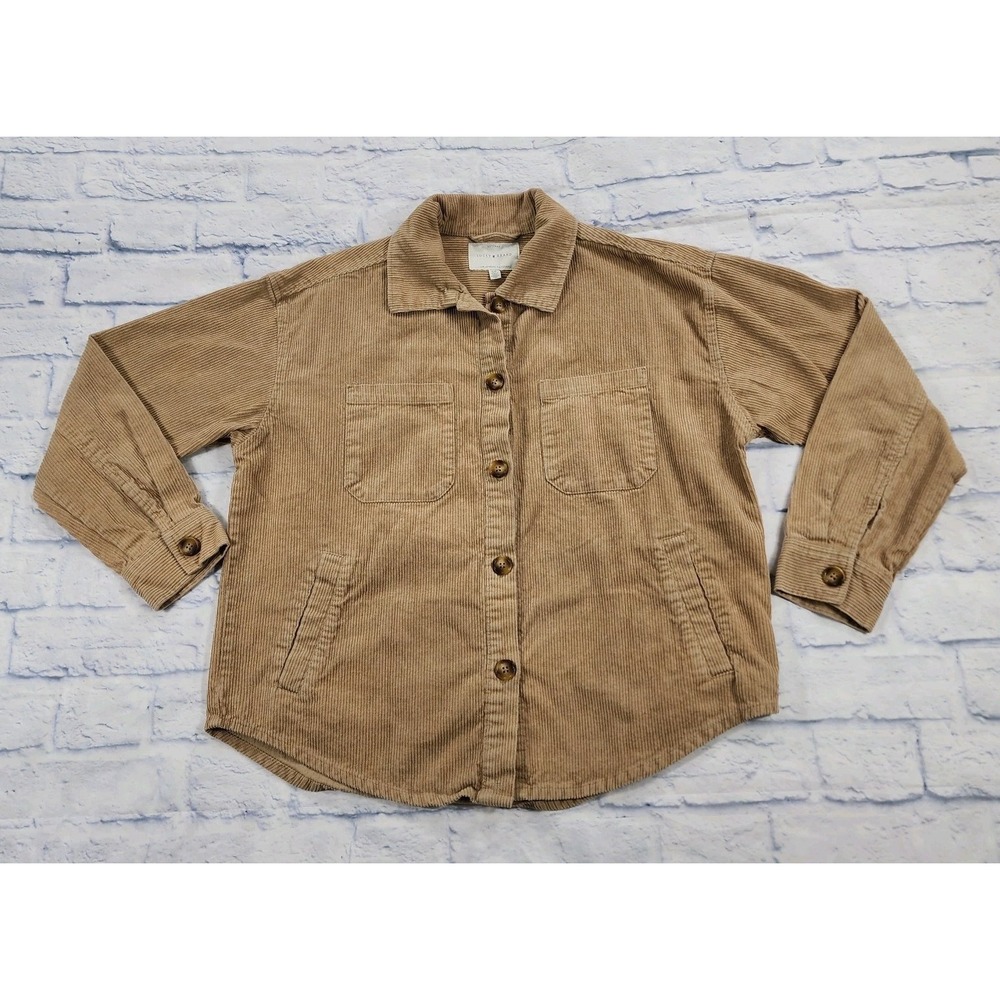 Lucky Brand Corduroy Button Shirt WOMENS SIZE S Shacket Brown Pockets